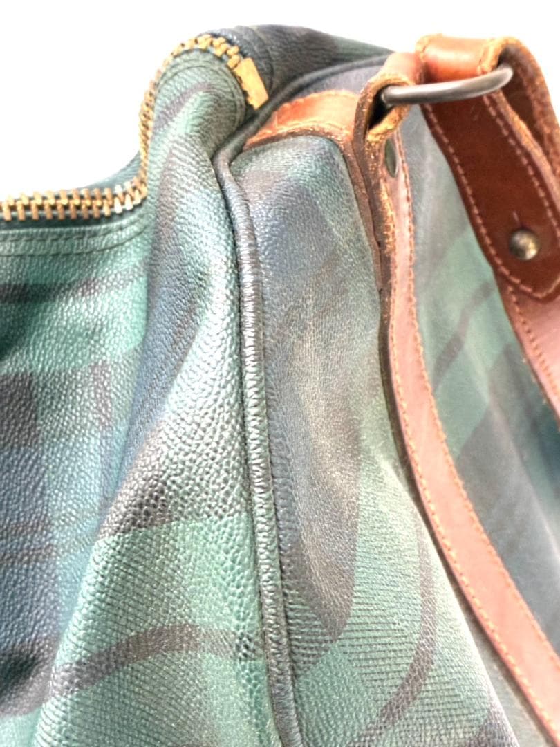 25S12-236 ポロラルフローレン ボストンバッグ グリーン系 チェック柄