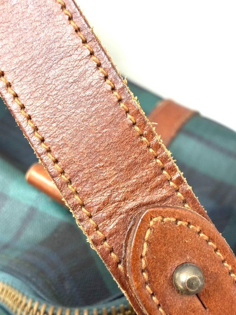 25S12-236 ポロラルフローレン ボストンバッグ グリーン系 チェック柄