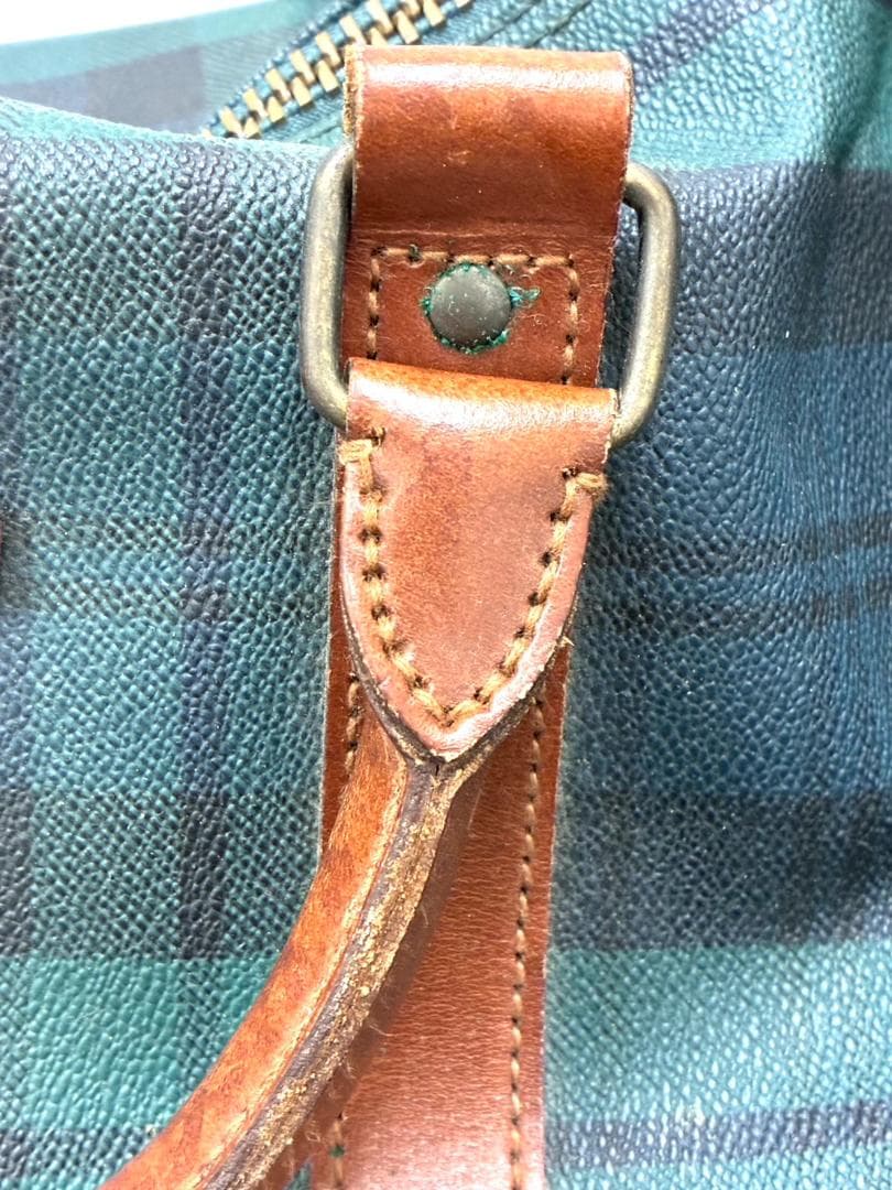 25S12-236 ポロラルフローレン ボストンバッグ グリーン系 チェック柄