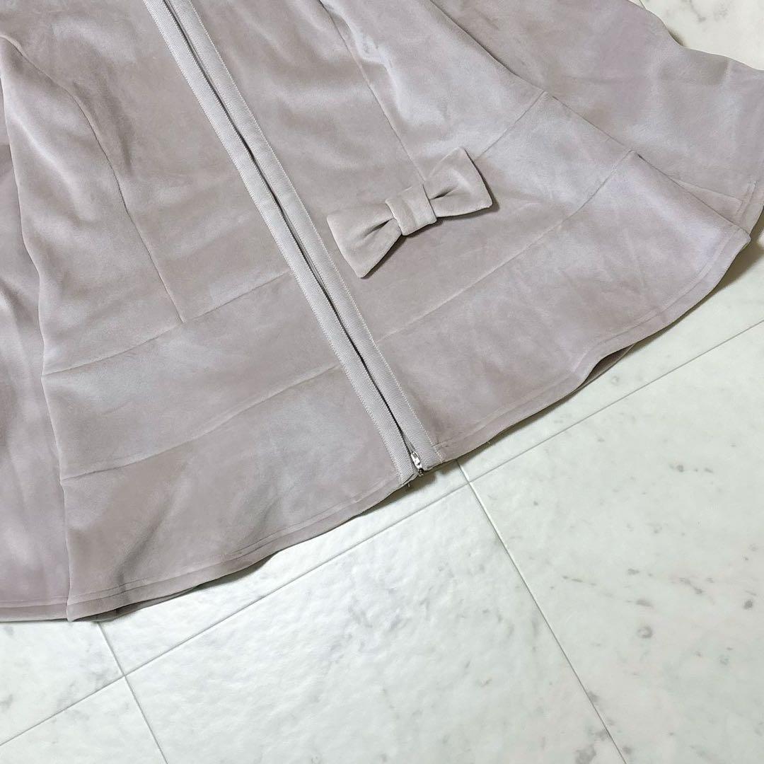 美品 24AW エムズグレイシー ベロア調パーカー ペプラム フレア リボン