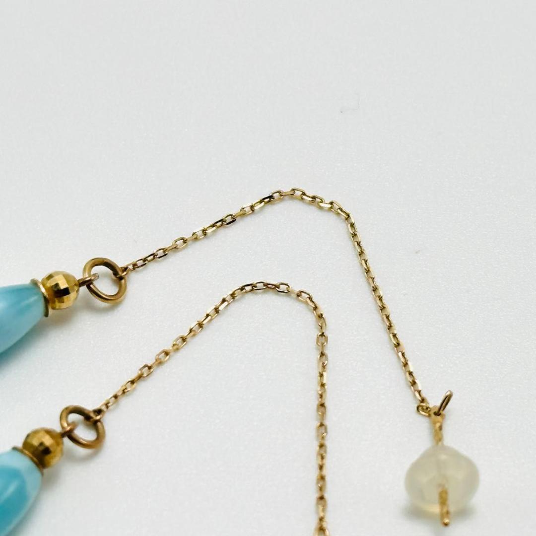 agete アガット　k10 ラリマー　アメリカンピアス　ゴールド　チェーン