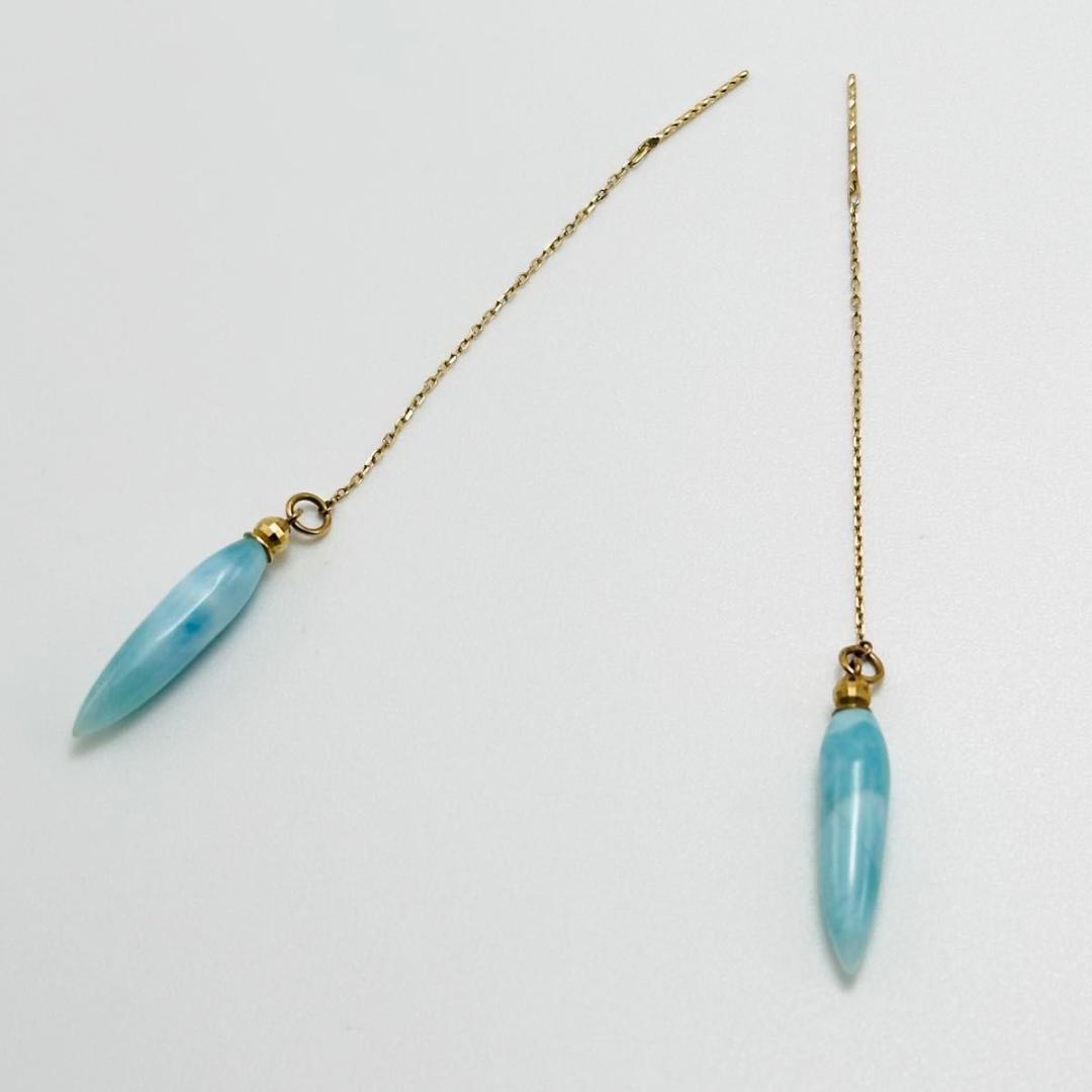 agete アガット　k10 ラリマー　アメリカンピアス　ゴールド　チェーン