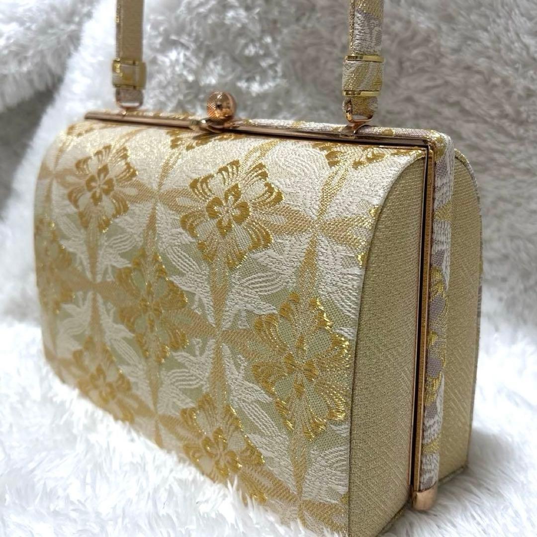 【美品✨】エレガント　ゴールド　和装用バッグ　自立型　フォーマル　結婚式　お祝い