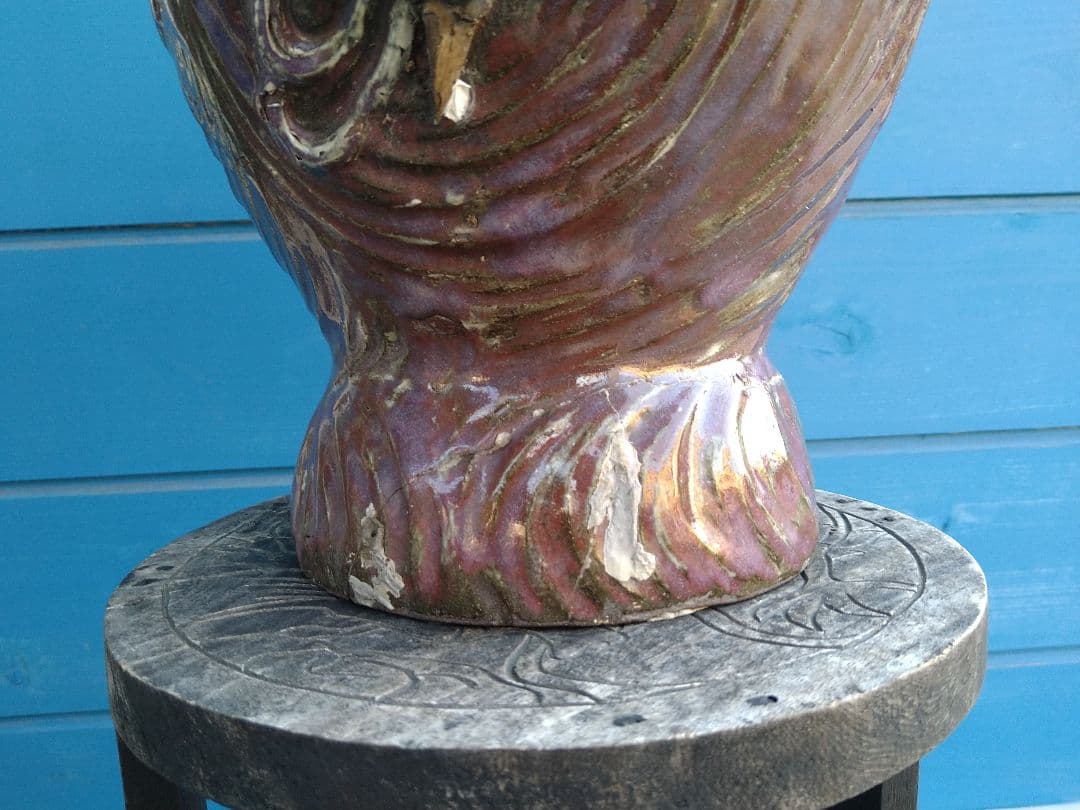 唐津焼巻龍塑型大花器A25、焼物の龍花瓶、骨董品、アンティーク、