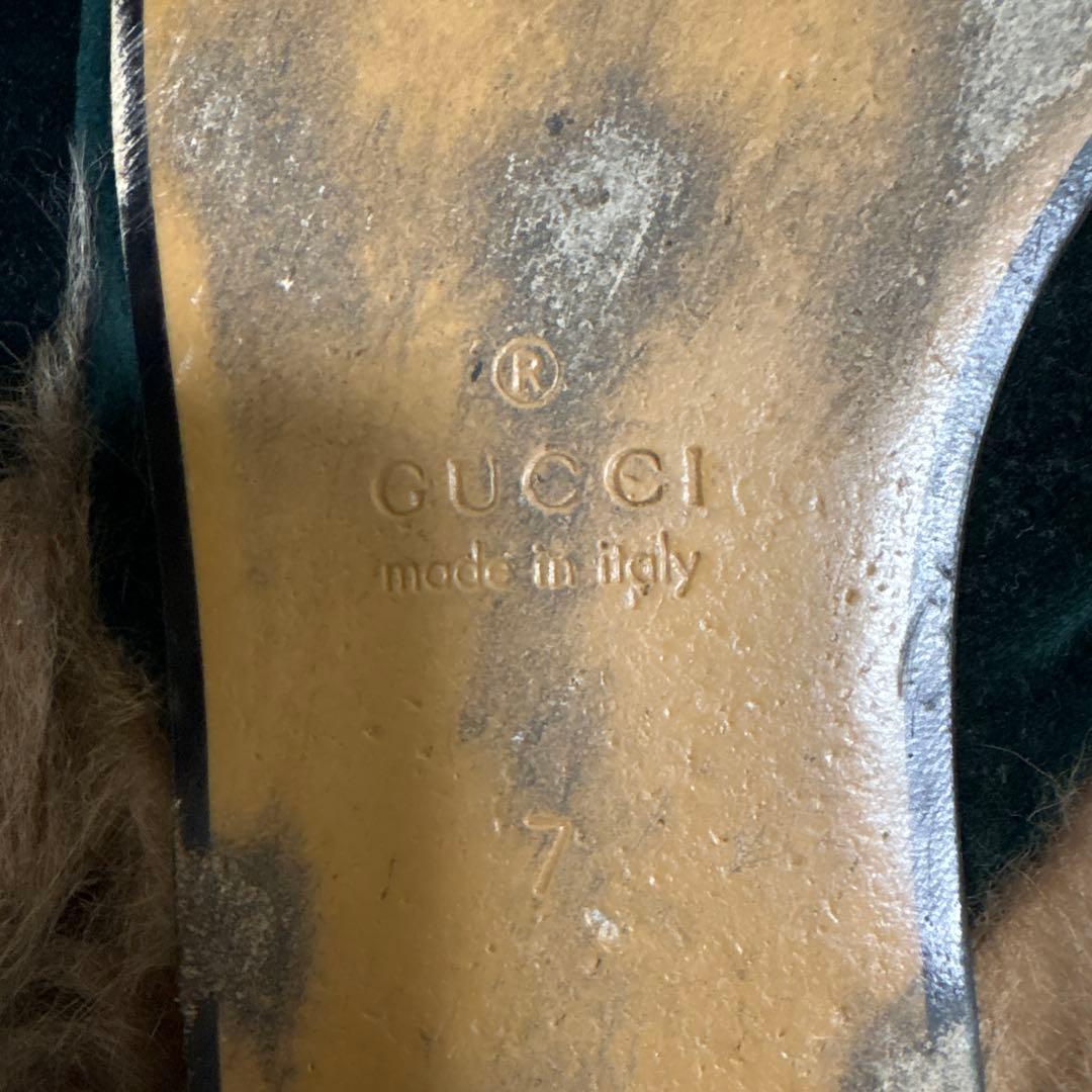 GUCCI ドラゴンワッペン ファーシューズ/サイズ7