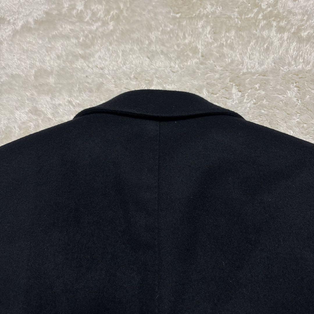 極美品 ラルディーニ チェスターコート ブートニエール ブラック ウール 46