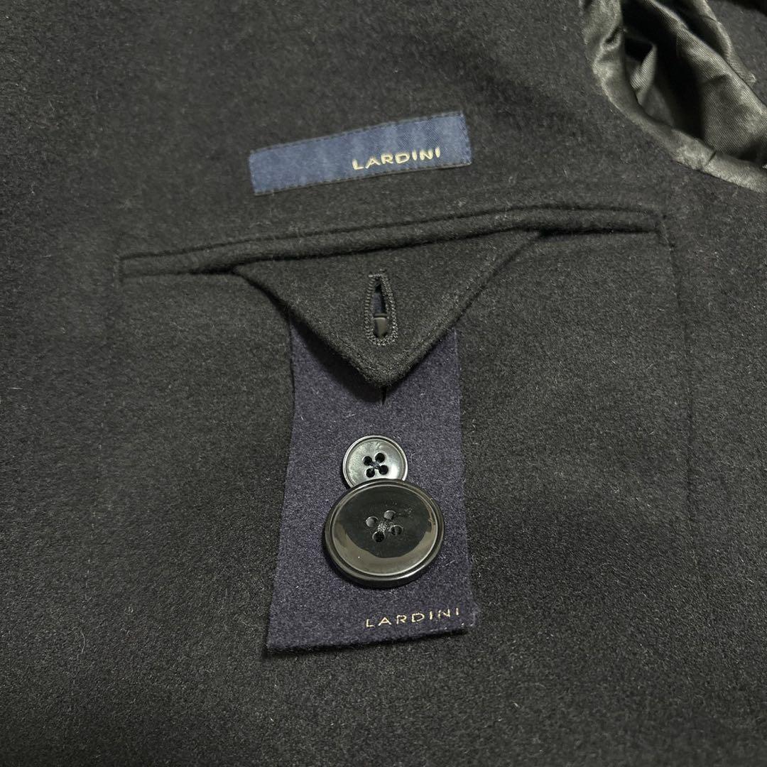 極美品 ラルディーニ チェスターコート ブートニエール ブラック ウール 46