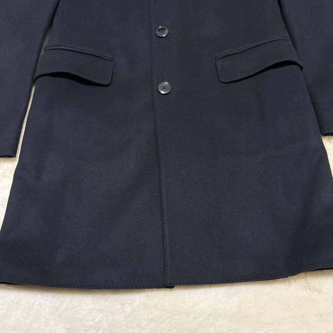 極美品 ラルディーニ チェスターコート ブートニエール ブラック ウール 46