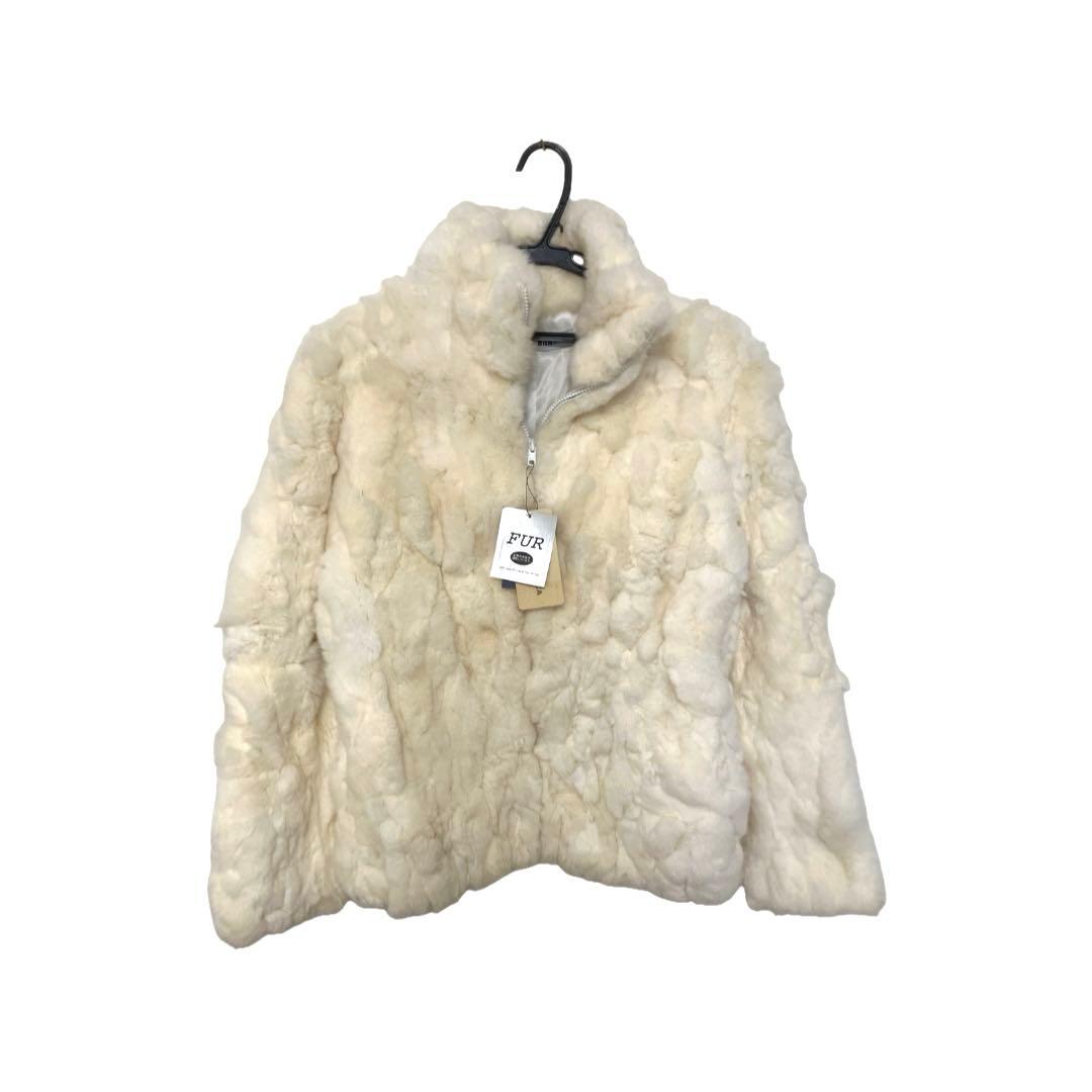 【極美品・タグ付】レッキスファーコート スタンド　ホワイト　アイボリー　M