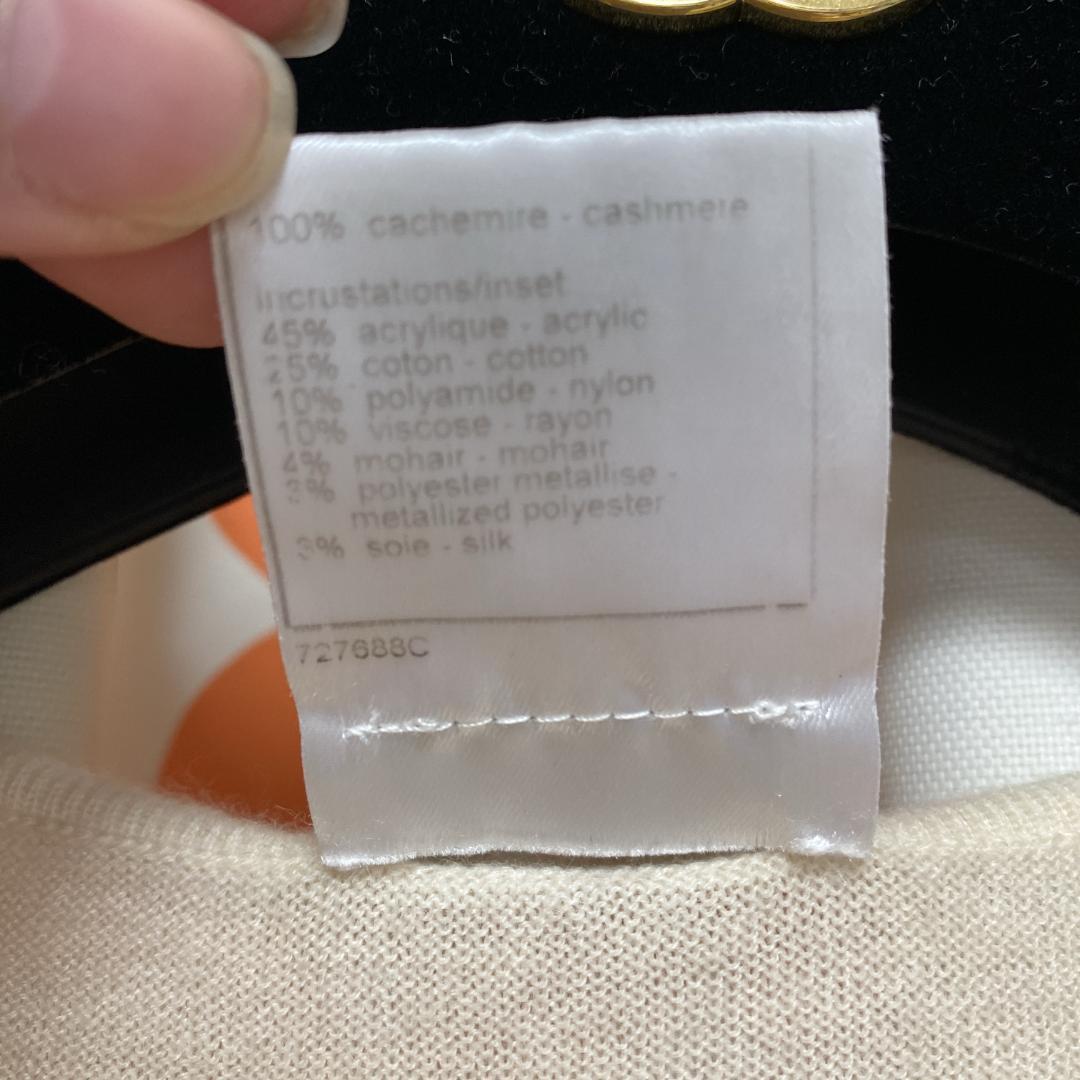 CHANEL 薄手ツイード切替 カシミヤニット カットソー 38