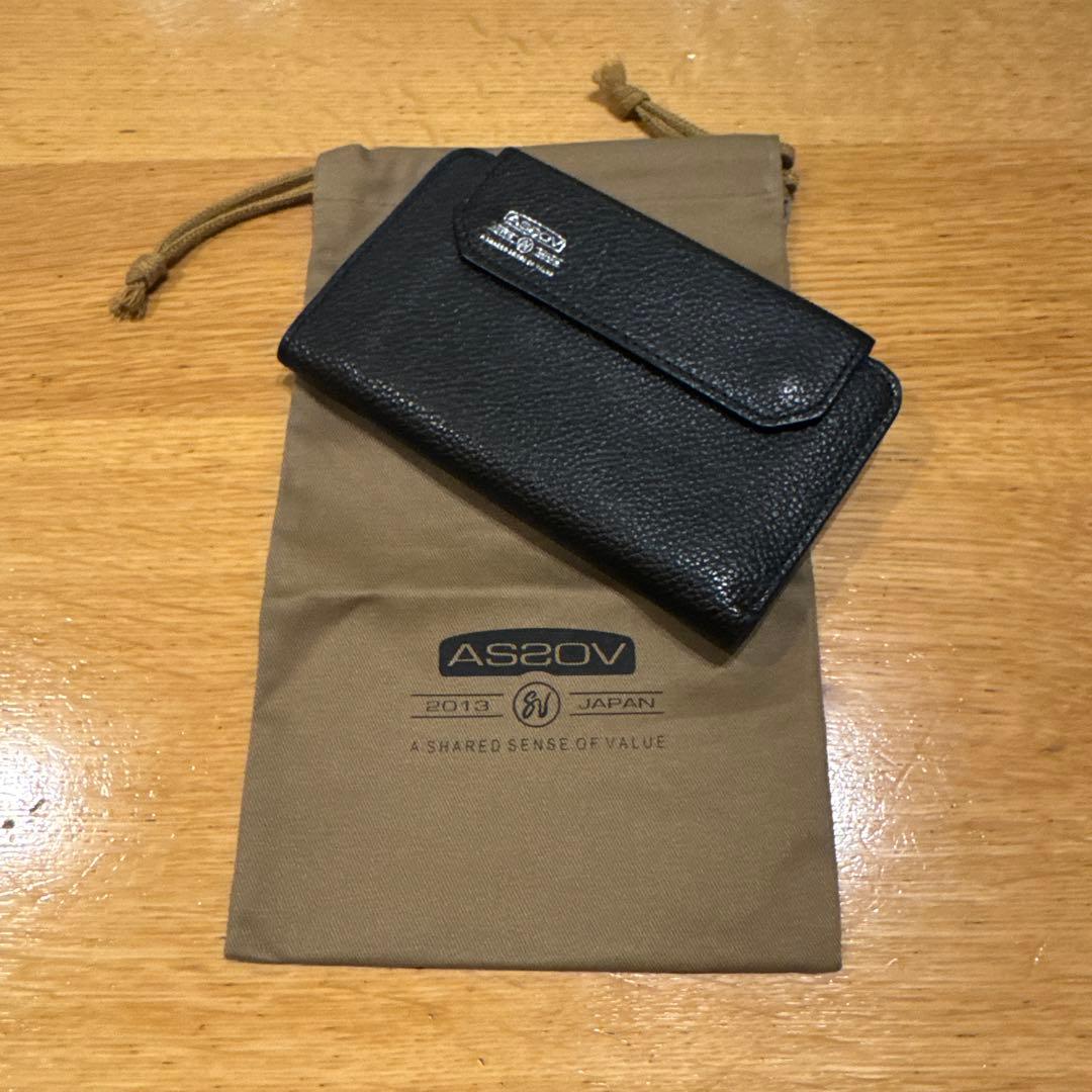 美品　AS2OV 黒 レザー 二つ折り財布 収納袋付き