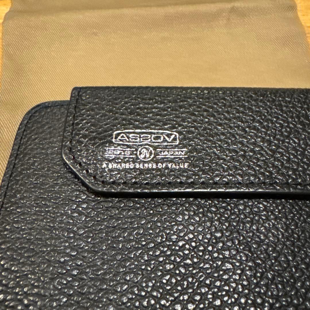 美品　AS2OV 黒 レザー 二つ折り財布 収納袋付き