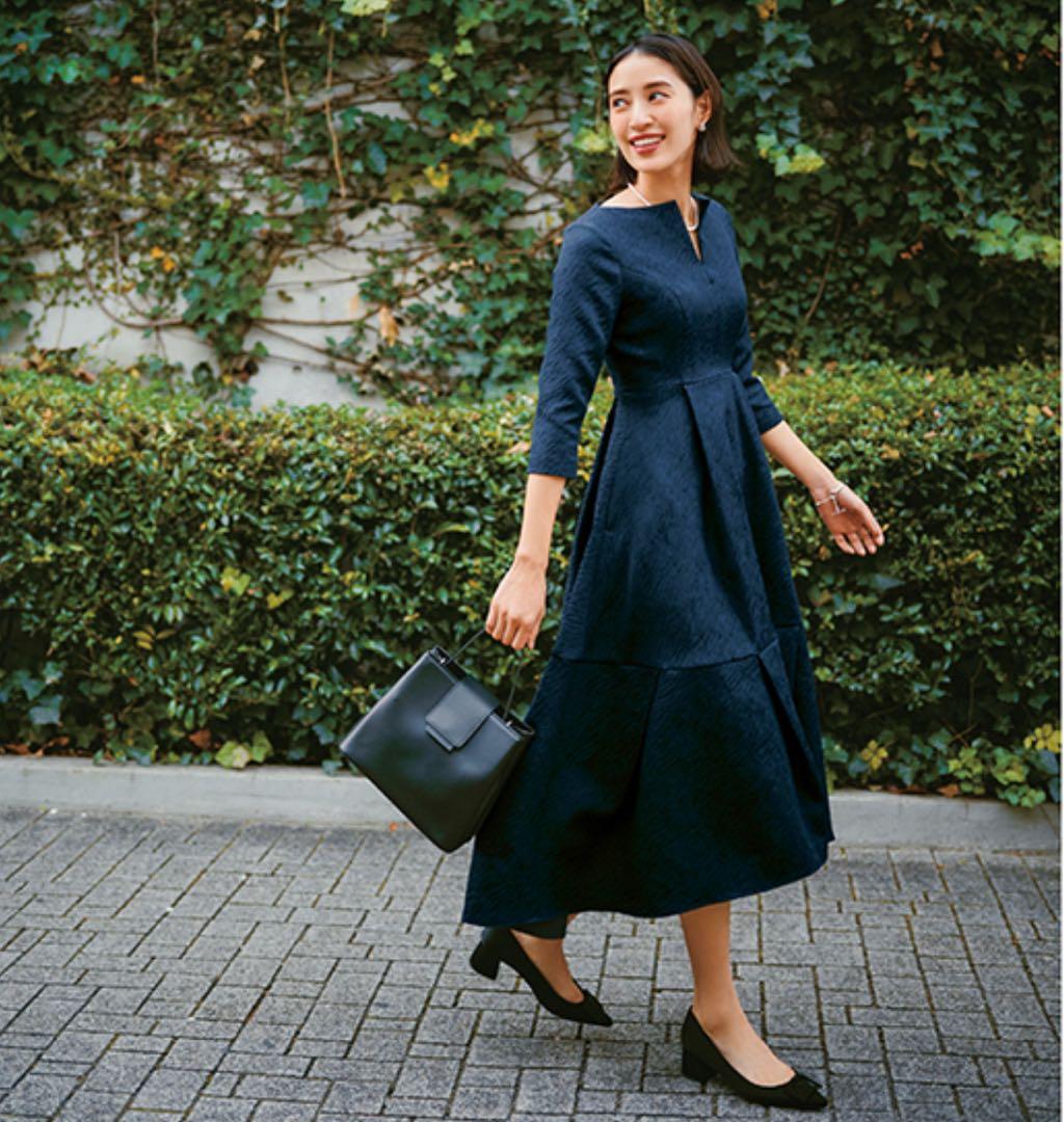 L'AUBE BLANC Keyneck Jacquard Dress Mサイズ