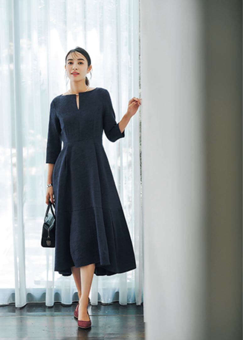 L'AUBE BLANC Keyneck Jacquard Dress Mサイズ