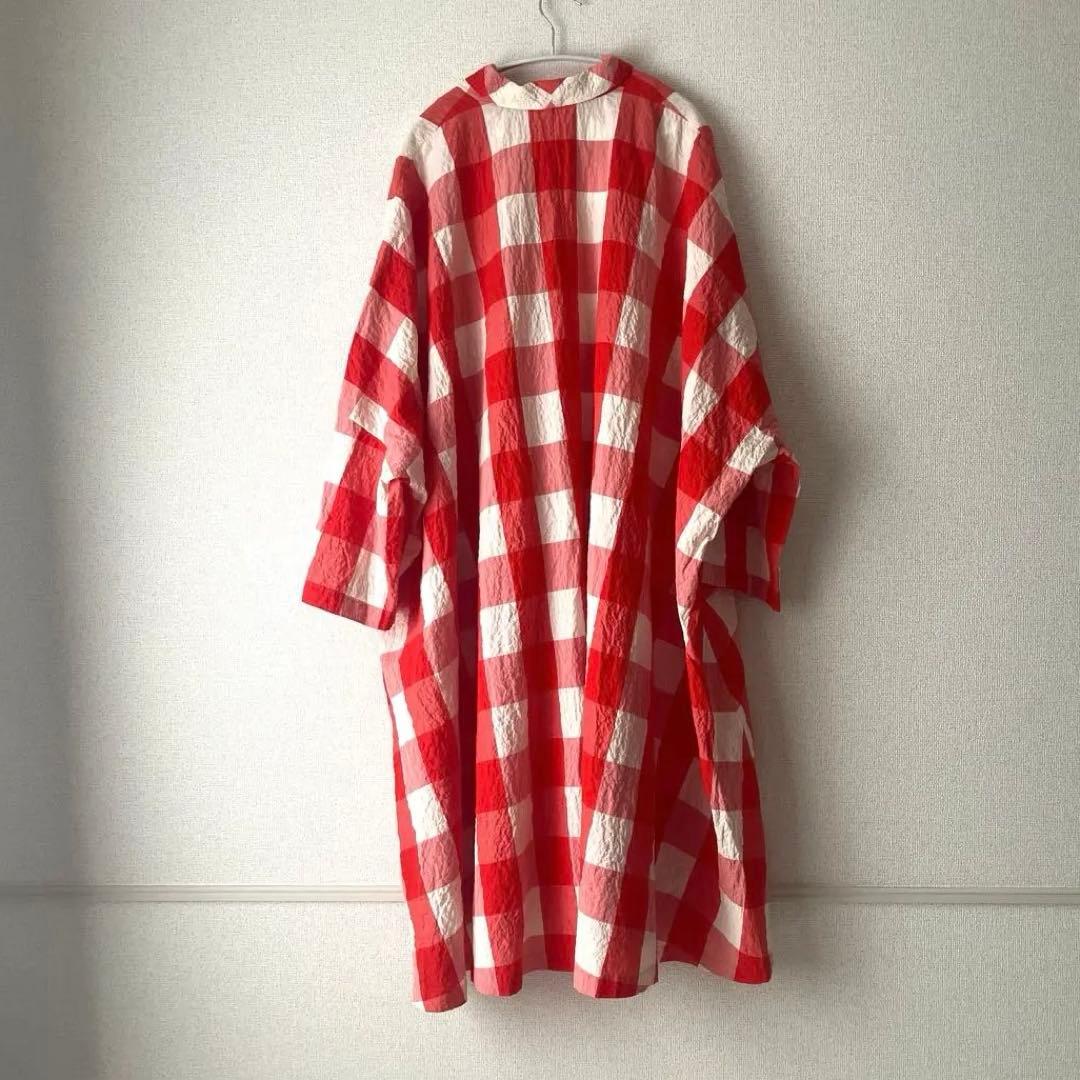 【美品】apuntob アプントビー ドロップショルダーワンピース　赤チェック