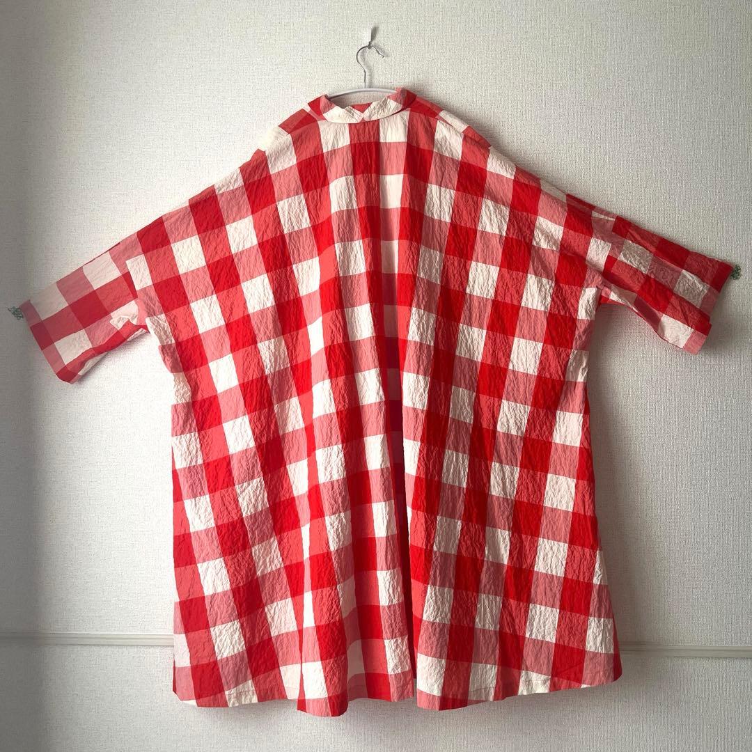 【美品】apuntob アプントビー ドロップショルダーワンピース　赤チェック
