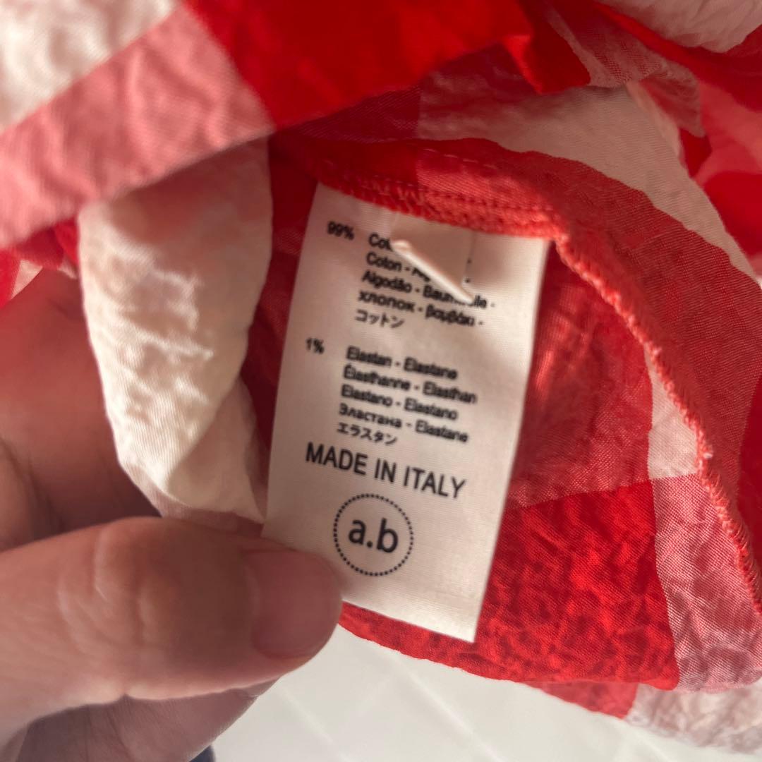 【美品】apuntob アプントビー ドロップショルダーワンピース　赤チェック