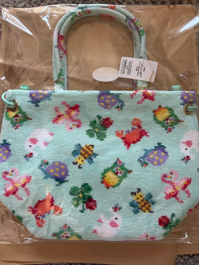 神崎恵コラボ　 カラフル動物柄 トートバッグ ミントグリーン