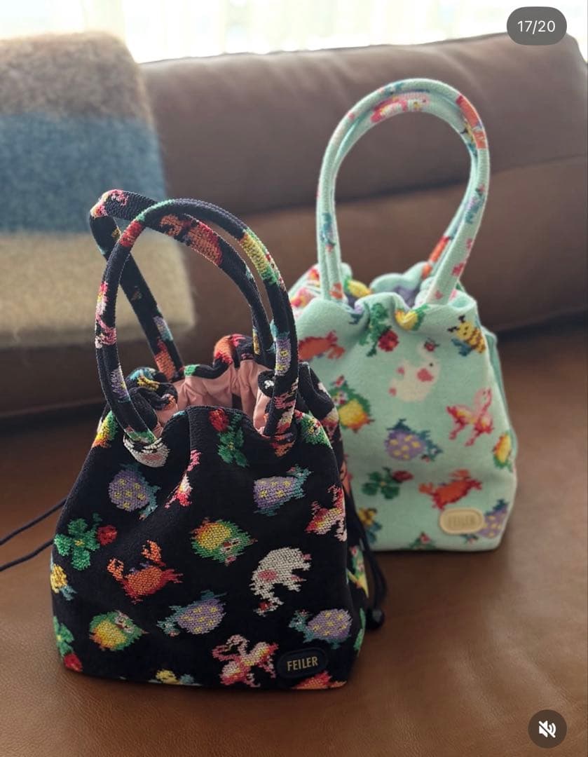 神崎恵コラボ　 カラフル動物柄 トートバッグ ミントグリーン