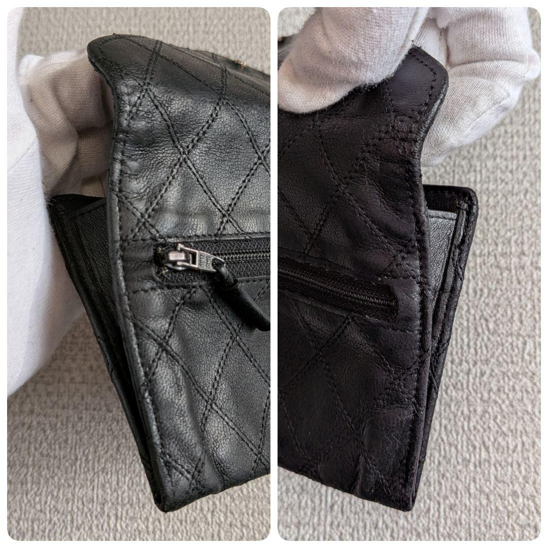 シャネル　ビコローレ　長財布　黒　ラムスキン　チェーン　ショルダー　ポーチ