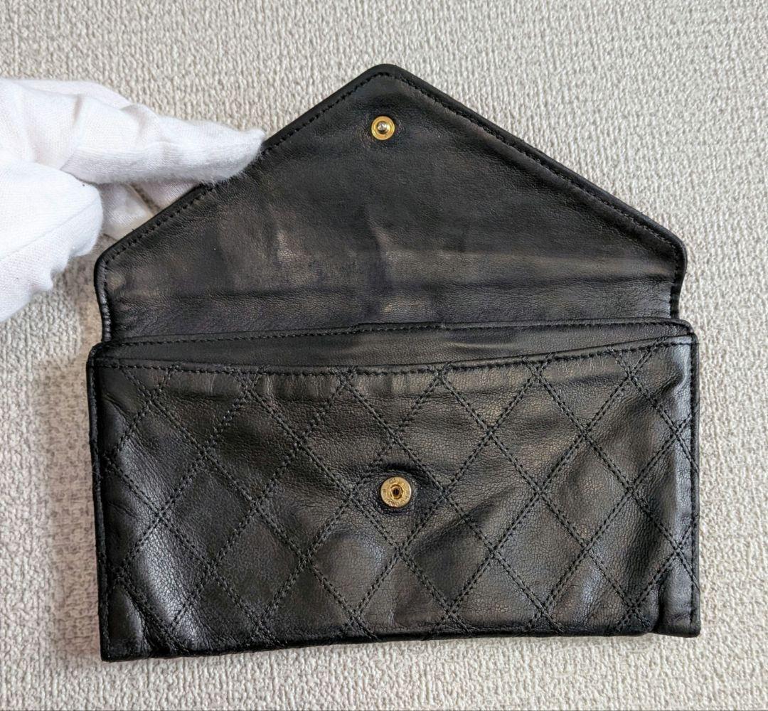 シャネル　ビコローレ　長財布　黒　ラムスキン　チェーン　ショルダー　ポーチ