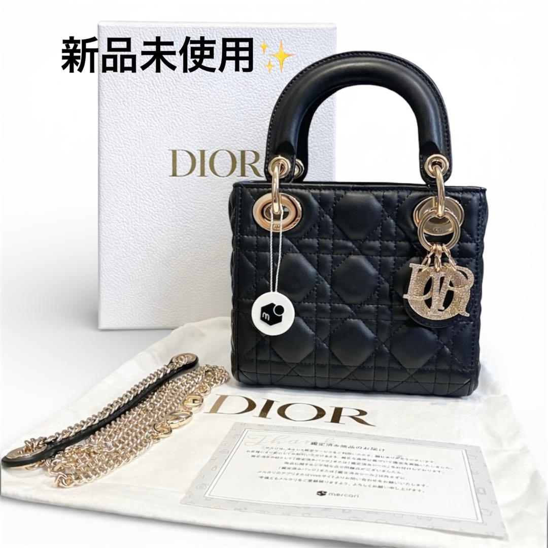 新品未使用＊DIOR レディディオール ミニ あんしん鑑定バッジ＆鑑定書付き