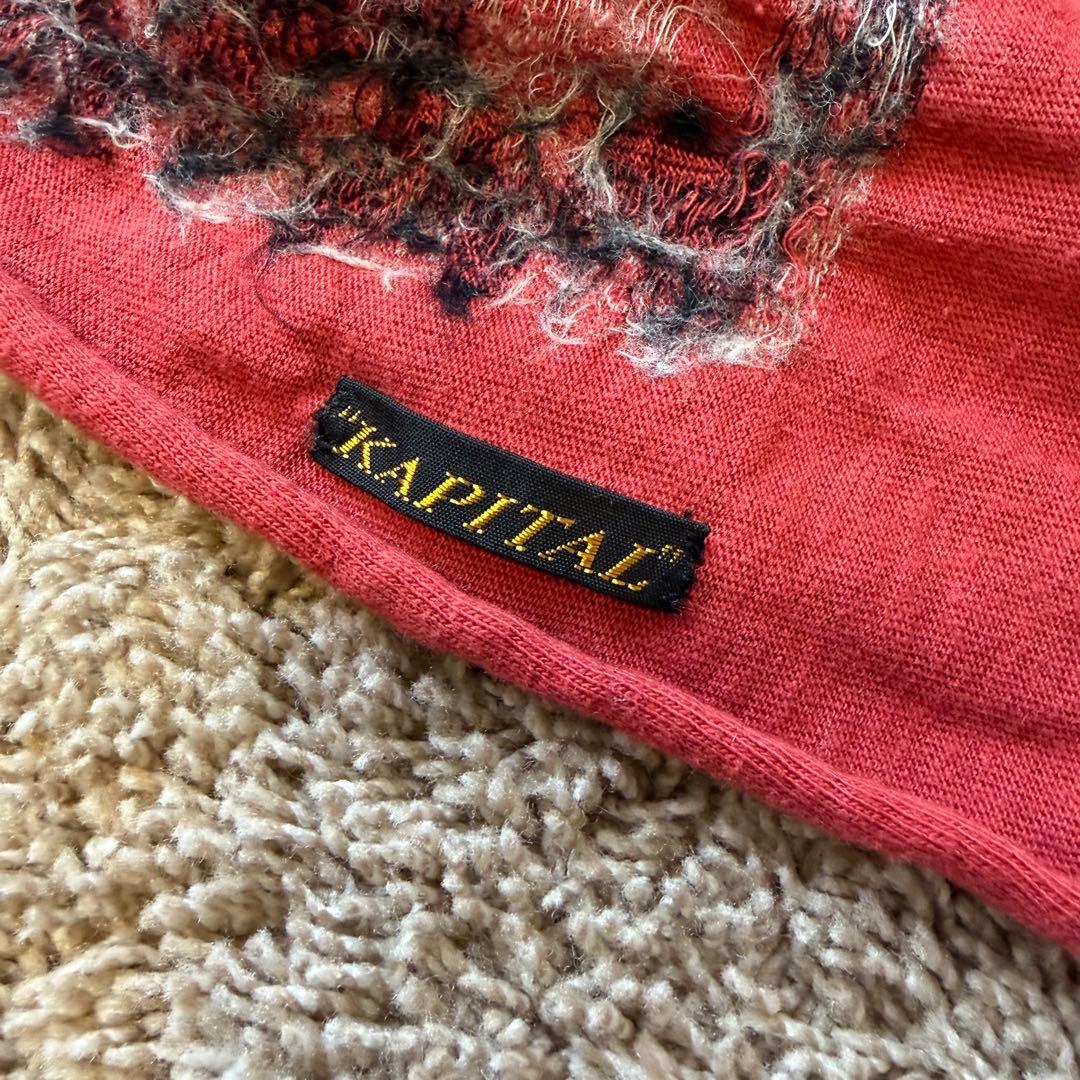 kapital縮絨ウールマフラー レッド