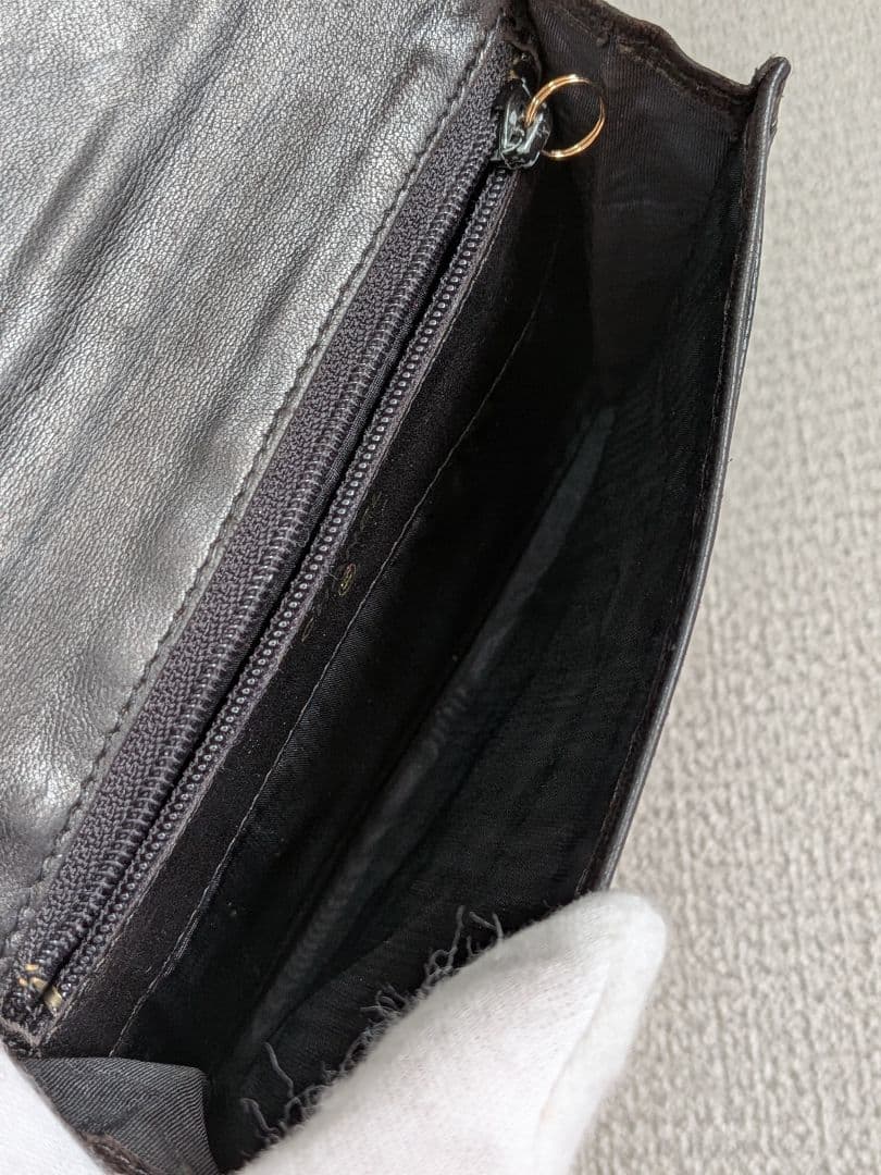 シャネル　デカココ　ミニ財布　黒　キャビアスキン　チェーンウォレット　小銭入れ