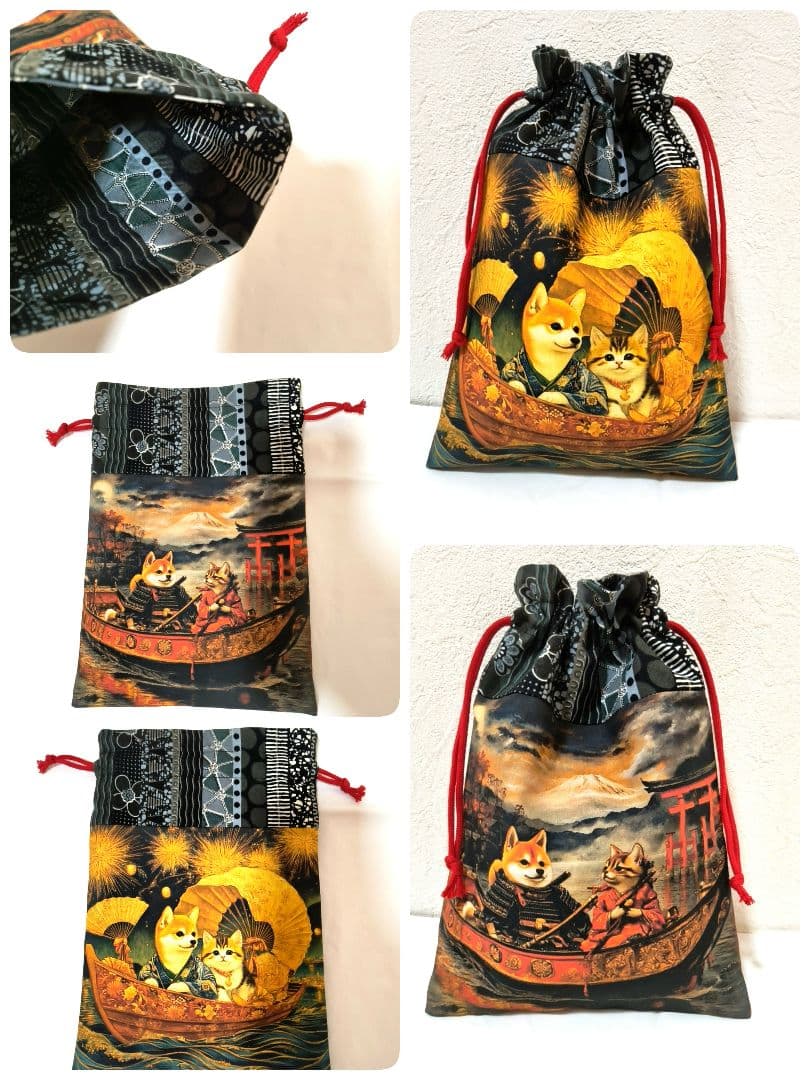 Yourelia様】ハンドメイドオーダー★犬猫鳥ハリネズミ★巾着&ハンカチ12点