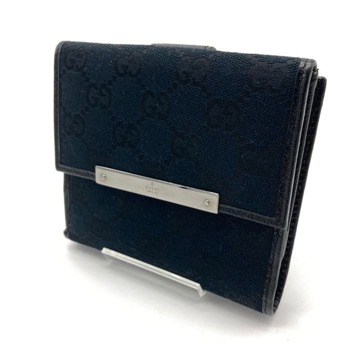 GUCCI グッチ 三つ折り財布 GG柄 キャンバス ブラック 正規品