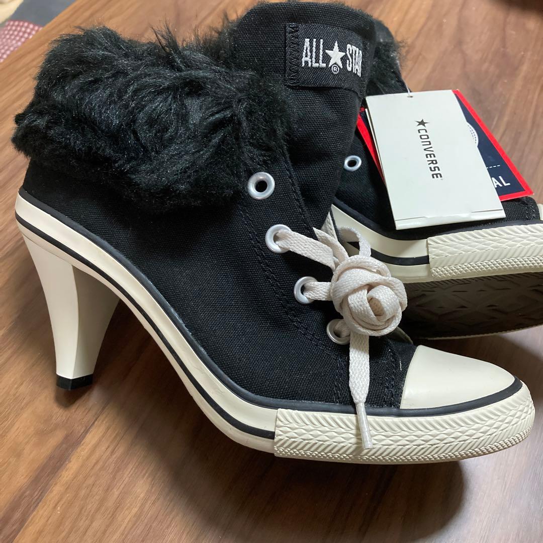 『新品』コンバース　オールスター　ボアヒール　黒