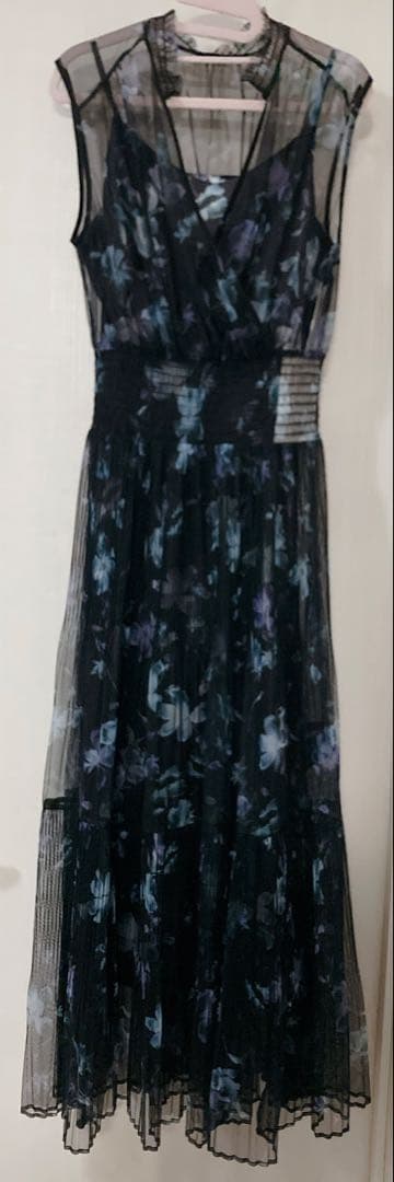 【新品】FRAY I.D シアーフラワープリーツワンピース BLK 1