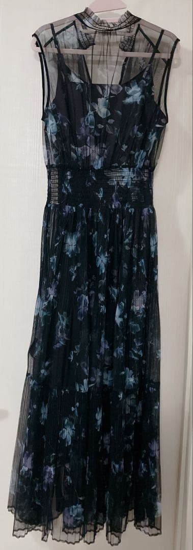 【新品】FRAY I.D シアーフラワープリーツワンピース BLK 1