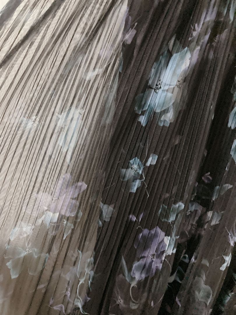 【新品】FRAY I.D シアーフラワープリーツワンピース BLK 1