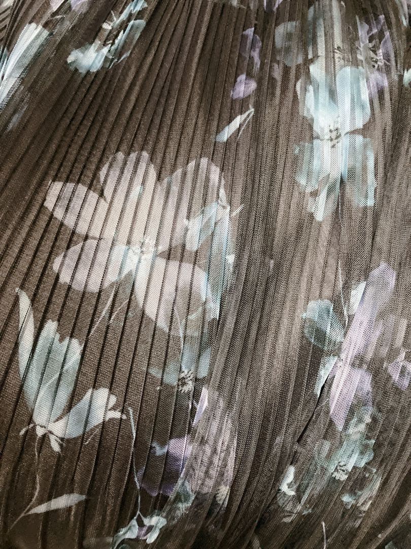 【新品】FRAY I.D シアーフラワープリーツワンピース BLK 1