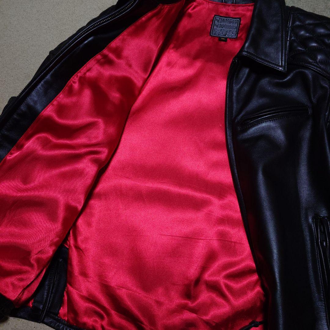 KADOYA K's Leather ブラックレザーライダースジャケット 3L