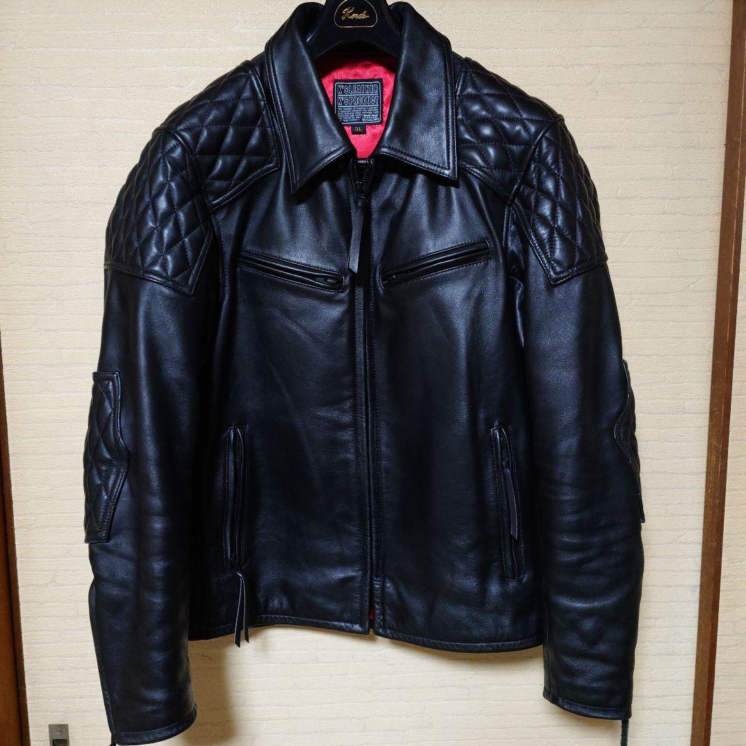 KADOYA K's Leather ブラックレザーライダースジャケット 3L