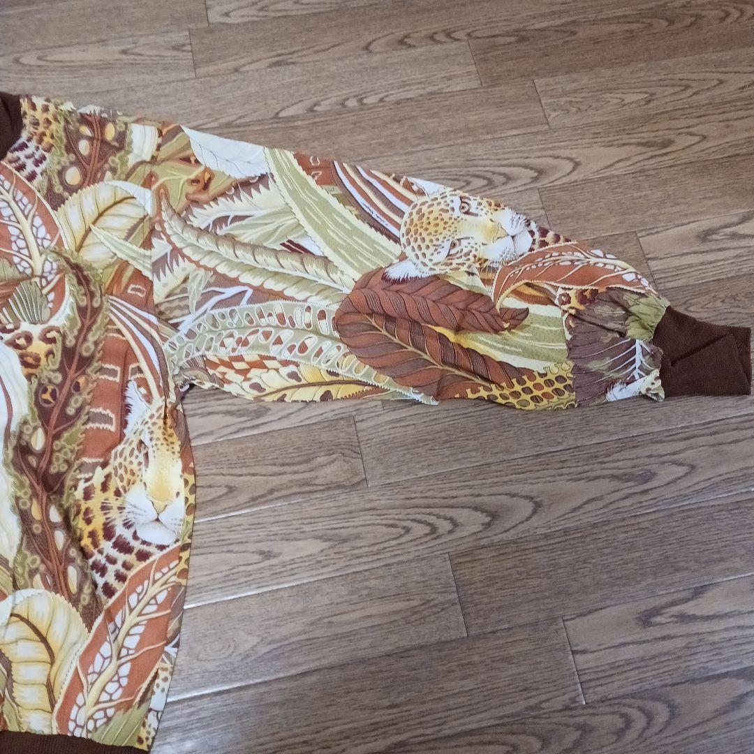 【美品】サルバトーレフェラガモ　シルクブラウス　カットソー　アニマル柄　ブラウン