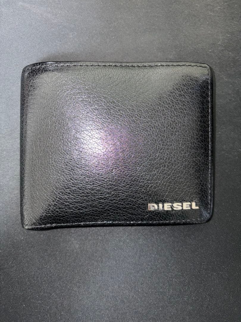 【良品】DIESEL ディーゼル 黒 レザー 二つ折り財布