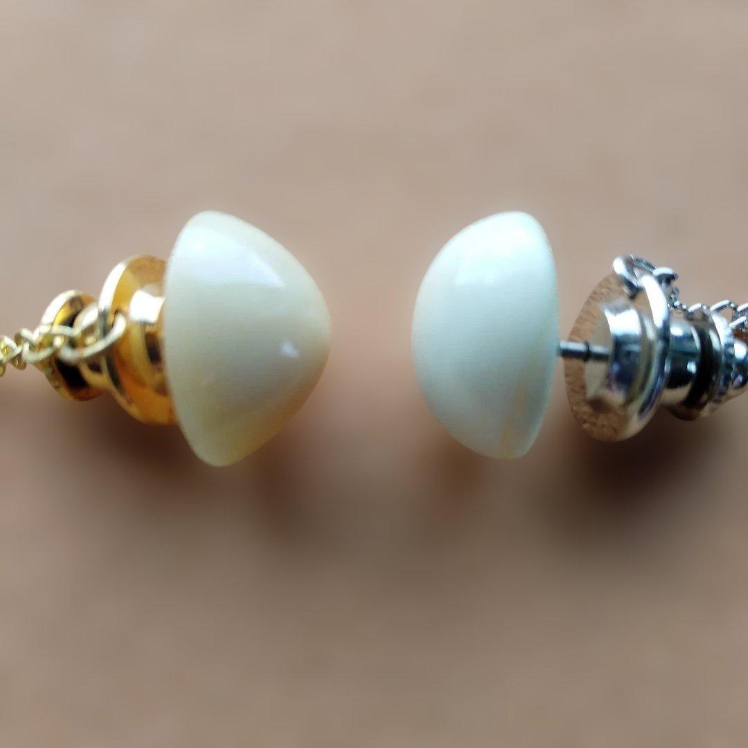 鯨歯　マッコウクジラ　牙玉 ネクタイピン　ドーム型　10個セット（箱なし）