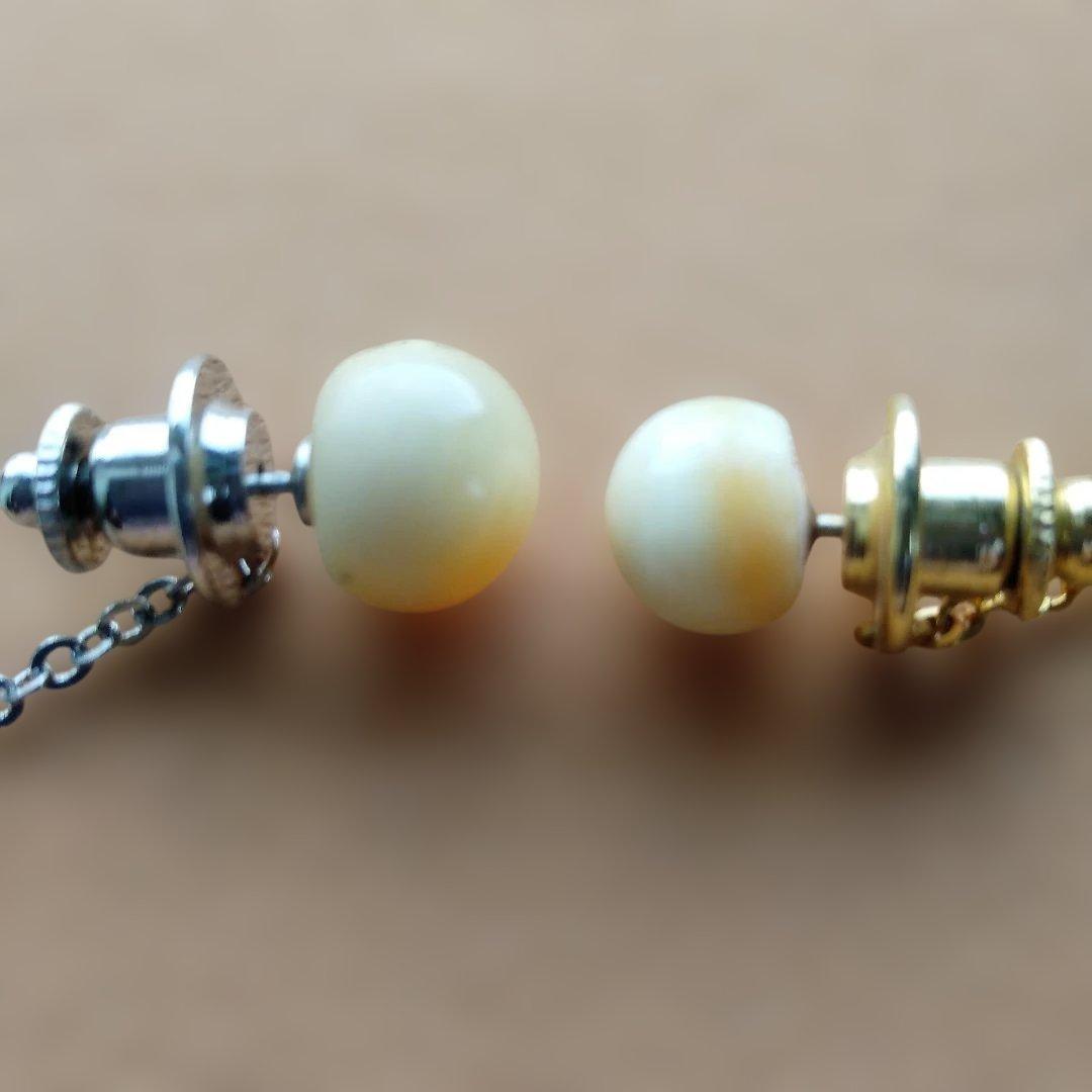 鯨歯　マッコウクジラ　牙玉 ネクタイピン　ドーム型　10個セット（箱なし）