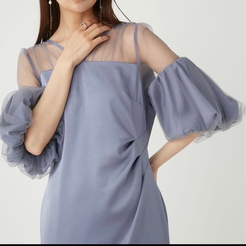 タグ付き　FRAY I.D フレイアイディー チュールコンビパフスリーブドレス