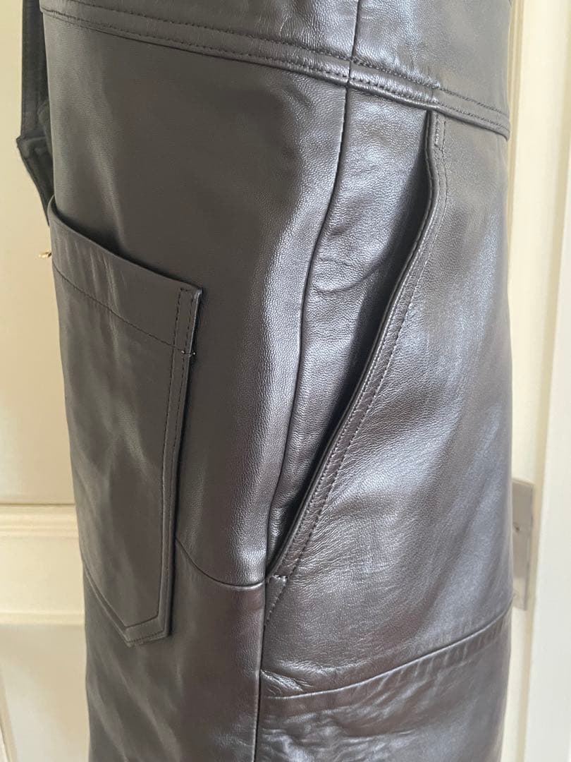 美品 drawer 上質レザー サロペット ジャンパー スカート 38 レア