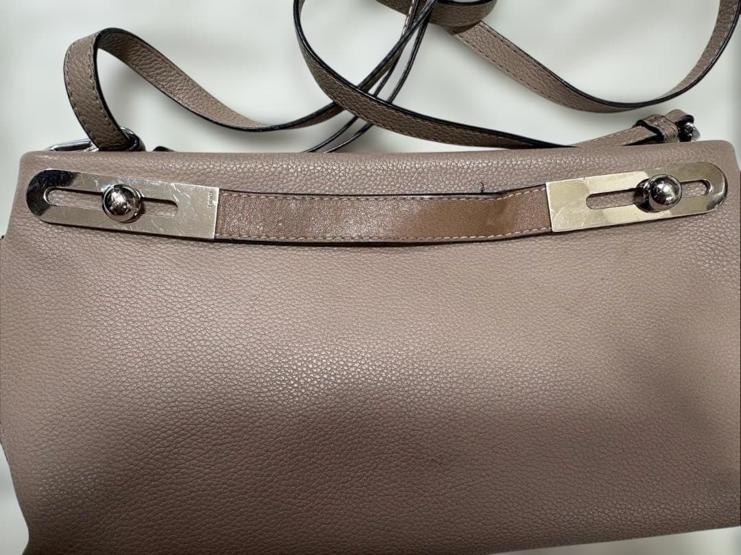 ロエベ LOEWE ミッシー ベージュレザー ショルダー クラッチ バッグ