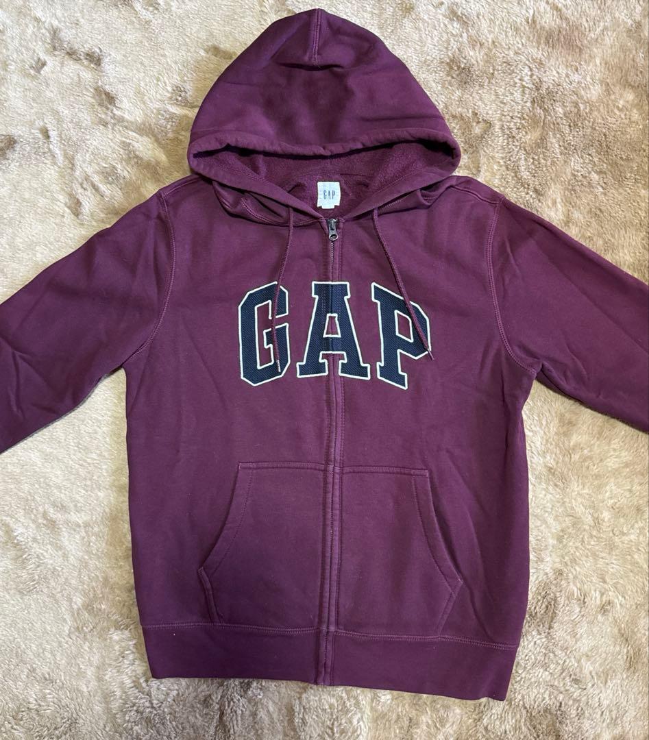 GAP バーガンディ ワインレッド ジップアップパーカー M 裏起毛