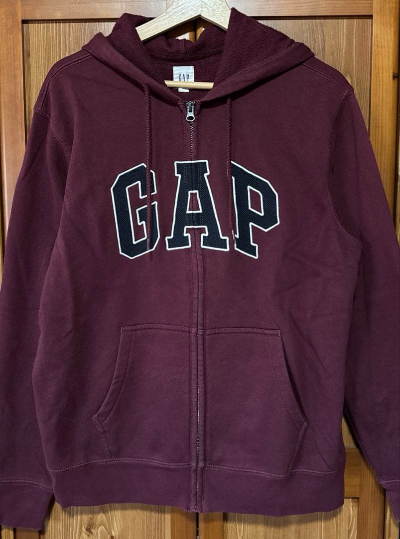 GAP バーガンディ ワインレッド ジップアップパーカー M 裏起毛