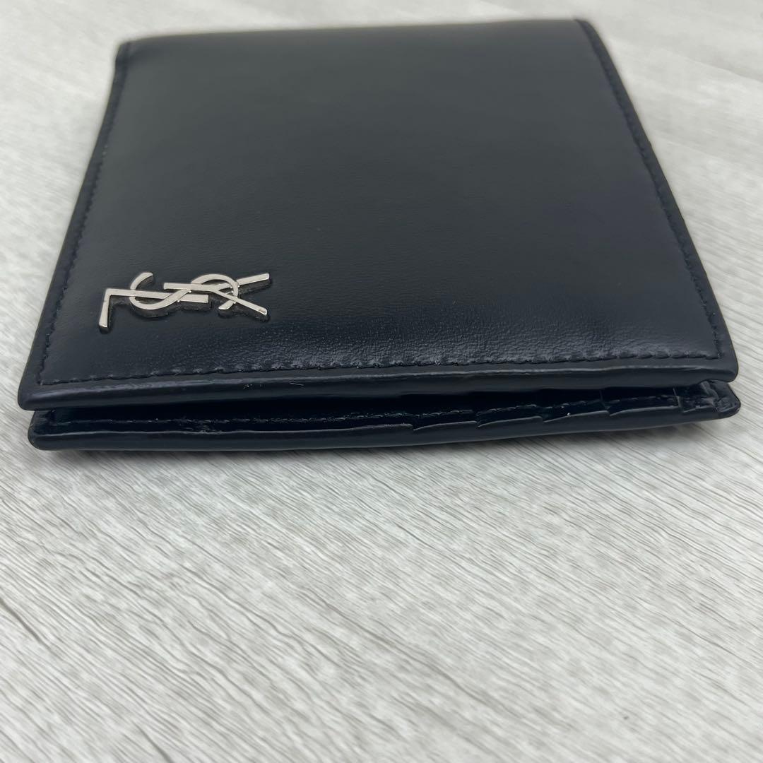 未使用に近い✨ サンローラン 二つ折り財布 タイニー カサンドラ レザー 黒