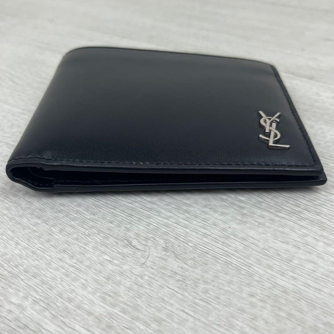 未使用に近い✨ サンローラン 二つ折り財布 タイニー カサンドラ レザー 黒
