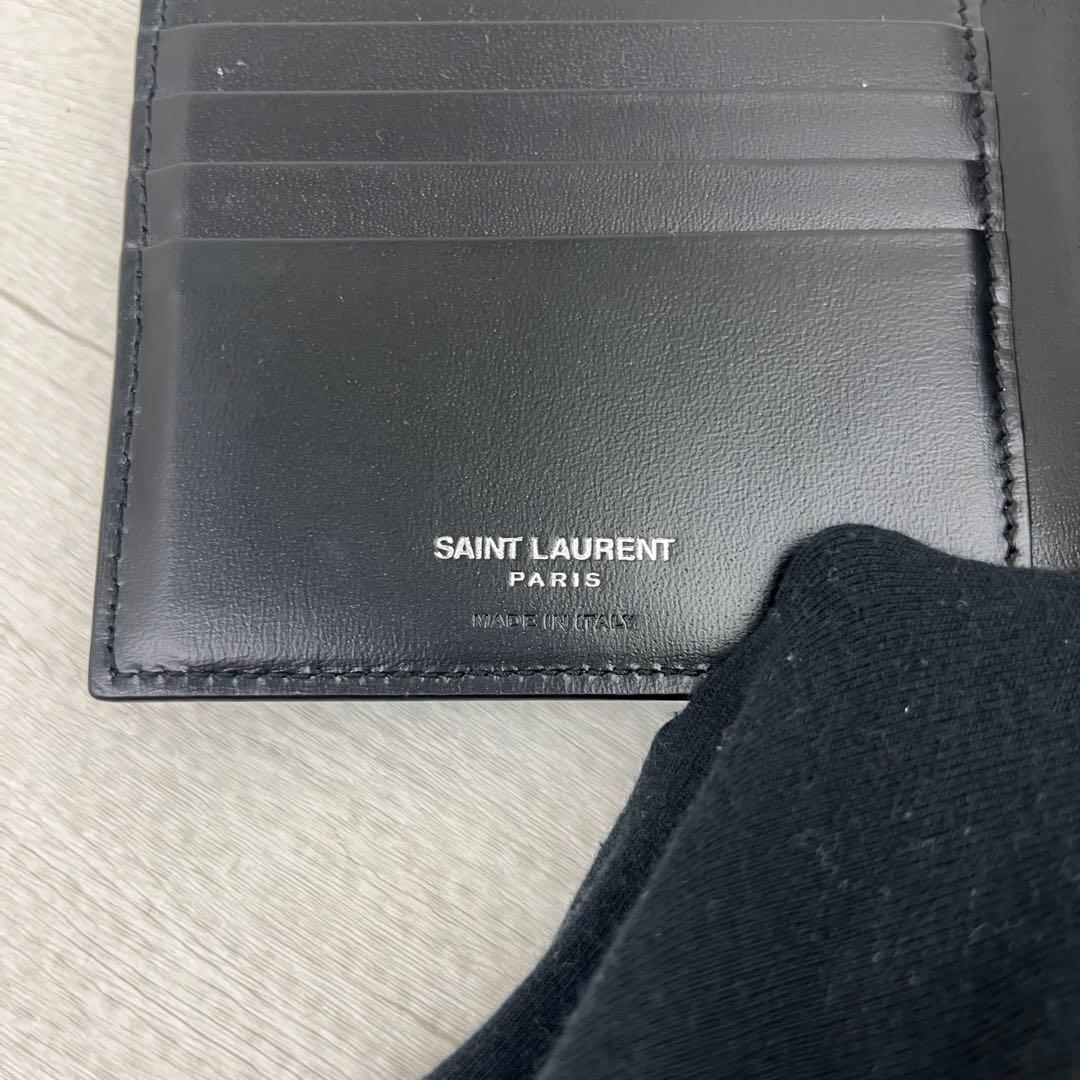 未使用に近い✨ サンローラン 二つ折り財布 タイニー カサンドラ レザー 黒