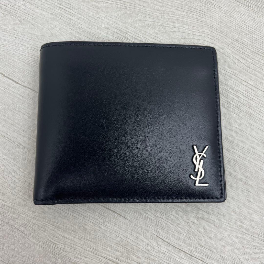 未使用に近い✨ サンローラン 二つ折り財布 タイニー カサンドラ レザー 黒
